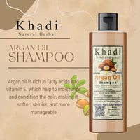Khadi Natural Herbal Argan Oil Shampoo For Hair Growth | Enriched With Argan, Amla , Bhringraj , Aloevera And Vitamn E Extract | Sls And Parben Free Argan Shampoo For Men And Women Pack Of 200Ml