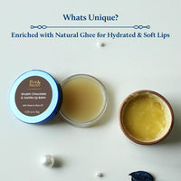 Blue Nectar Shubhr Chocolate & Vanilla Lip Balm & Gloss with Ghee for Dry Chapped Lips | 100% Ayurvedic | Paraben & Sulphate Free (10g, 12 Herbs)