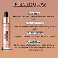 Lakyou Beauty Born to Glow Liquid Highlighter | Gold | 30ml | Radiant Luminous Finish | Buildable & Long-Lasting