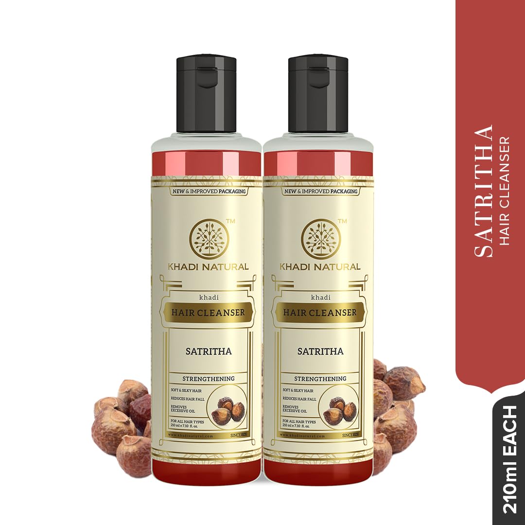 Khadi Natural Satritha Shampoo | Herbal Shampoo for Controlling Hair Fall and Repairing Damaged | Suitable for All Hair Types |Pack of 2 | (210 * 2) (420 ml)