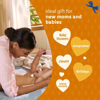 Johnson's Baby Gift Pack with Travel Kit | Newborn Essentials Kit for Baby Girl/Boy | 10 Baby Products Including Orange Hanging Bag & Comb
