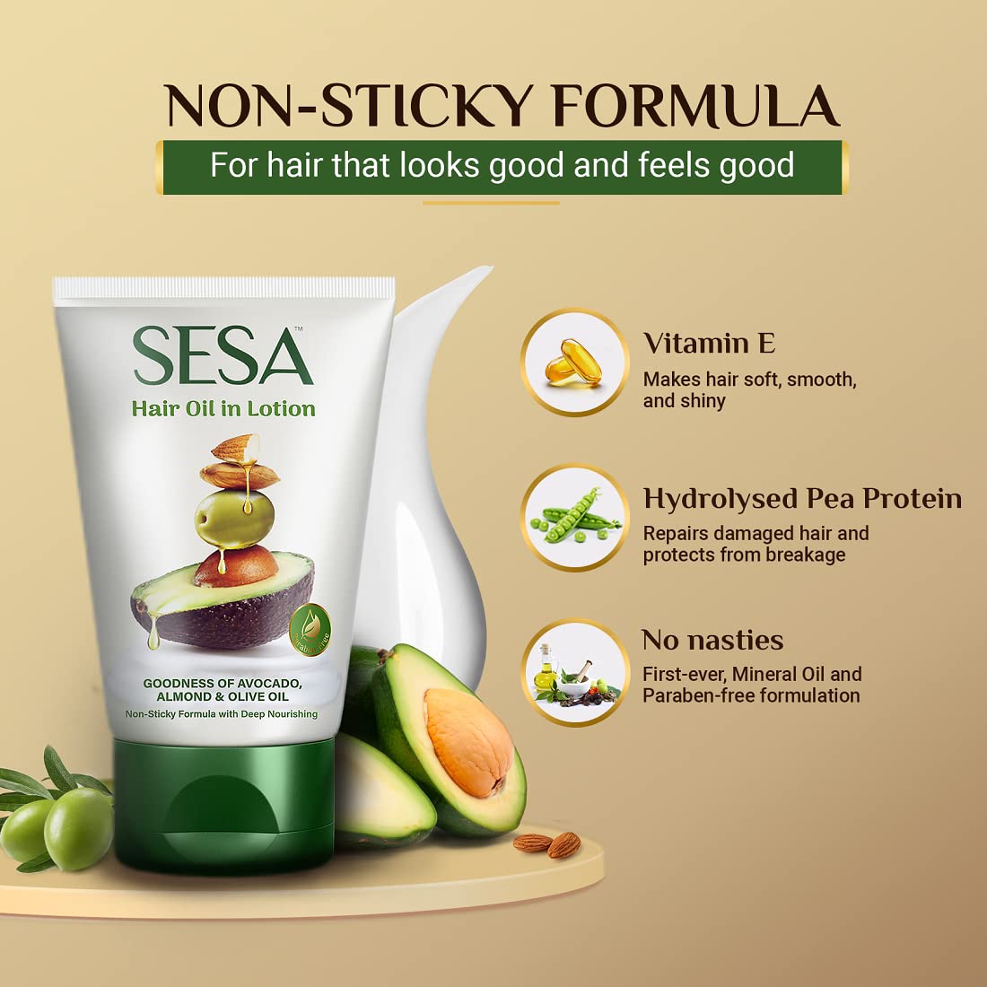 SESA Hair Oil In Lotion 100Ml Non-Sticky Oil Replacement & Leave-In Hair Lotion Bhringraj & 17 Ayurvedic Herbs With Nourishing Oils & Vitamin E All Hair Types No Mineral Oil