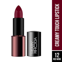 Hilary Rhoda Creamy Touch Lipstick | Infused with Olive Oil, Shea Butter & Vitamin E | Highly Pigmented & Creamy Texture | Long Lasting & Keeps Lips Moisturising - 4g (Red Wine - Shade 12)