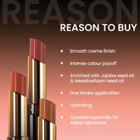 Charmacy Milano Flattering Nude Lipstick (Birthday Suit 03) - 3.6 g, Moisturizing Lips, Highly Pigmented, Light Weight, Smooth Application, Non-Toxic, Vegan, Cruelty Free