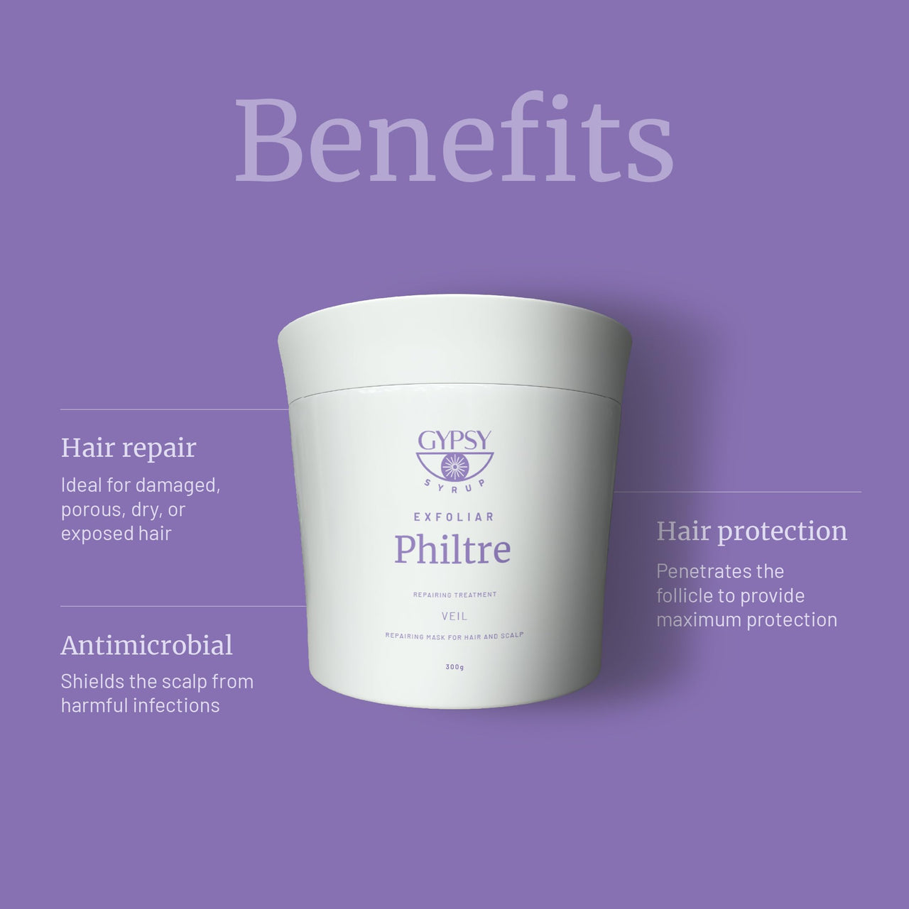 Gypsy Syrup Philtre Repairing Hair Mask | For Hair And Scalp | Improves hair elasticity and strengthens the roots | Veil - 300g