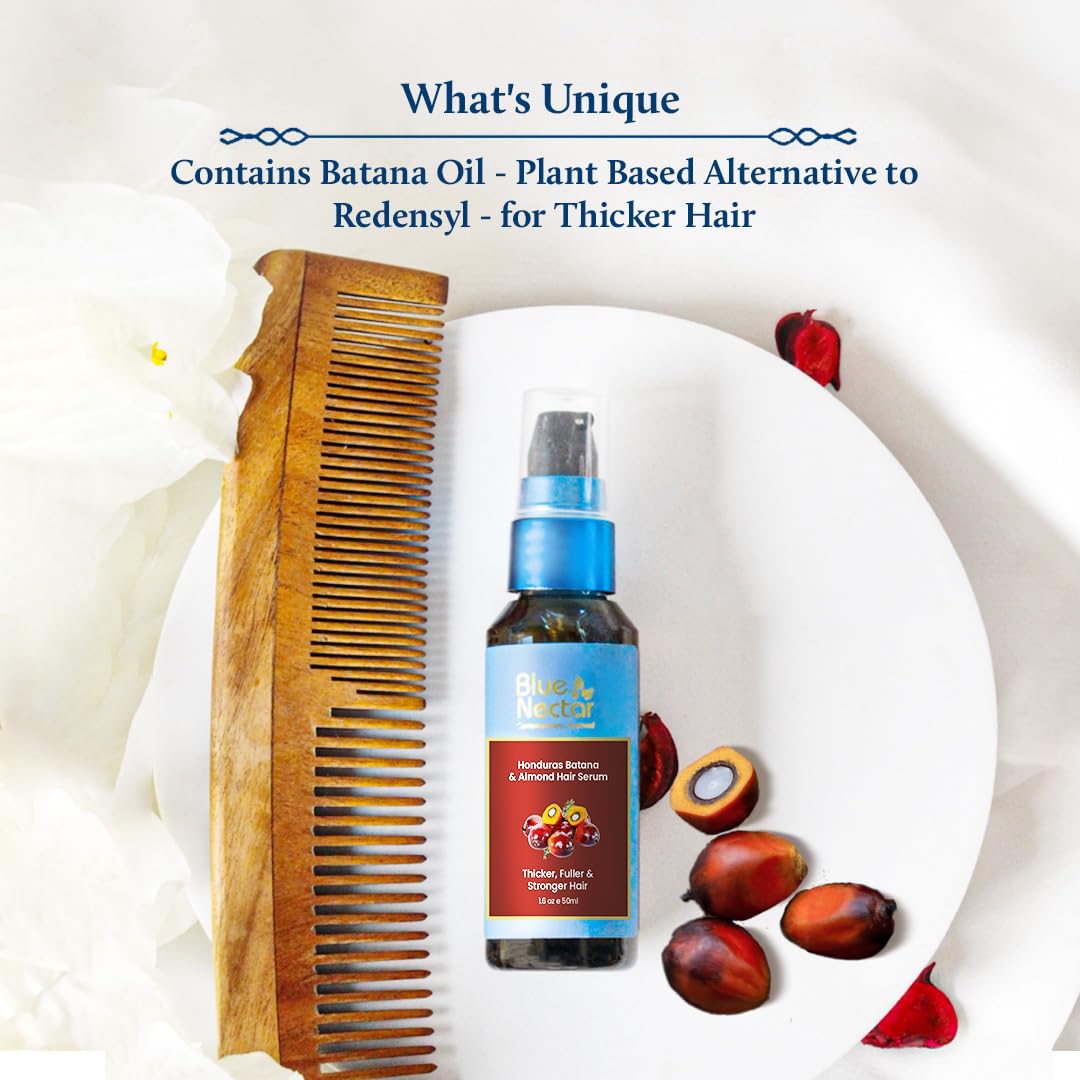 Blue Nectar Batana Hair Serum for Fuller & Thicker Hair | Plant Based Alternate to Redensyl | Advanced Hair Growth Serum for Dry & Frizzy Hair | Hair Moisturizer for Women & Men (18 Herbs, 50ml)