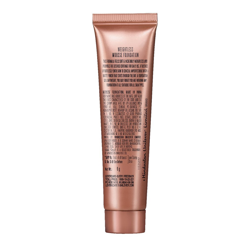 LAKMÉ Rose Face Powder, Soft Pink, 40G And 9 To 5 Weightless Matte Mousse Foundation For All Skin Types, Rose Ivory, 6 Gram, Light