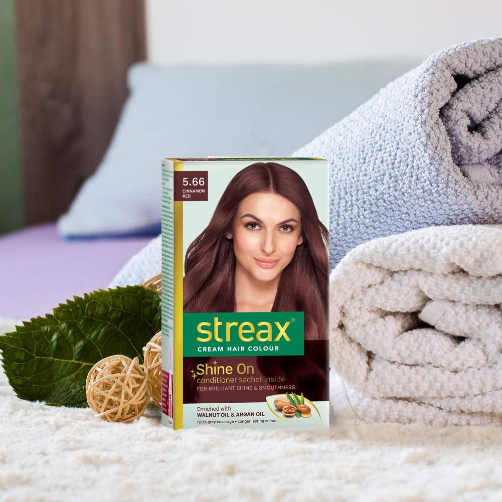 Streax Cream Hair Color for Unisex, 120ml - 5.66 Cinnamon Red (Pack of 2)