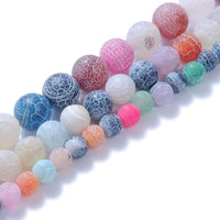 Natural Stone Beads 6mm Colorful Frosted Gemstone Round Loose Beads Crystal Energy Stone Healing Power for Jewelry Making DIY,1 Strand 15