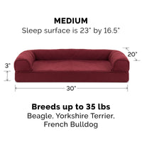 Furhaven Replacement Dog Bed Cover Quilted Sofa-Style, Machine Washable - Wine Red, Medium