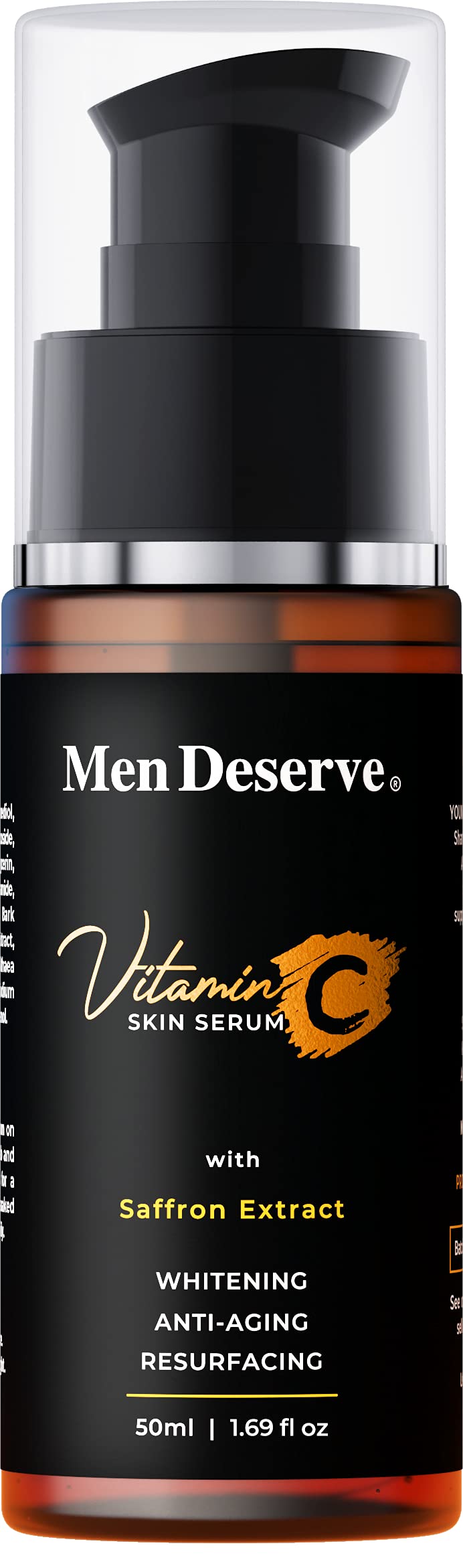 Men Deserve Vitamin C Skin Serum enriched with Saffron Extract for Whitening, Anti-Aging and Resurfacing the skin. 50ml