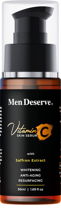 Men Deserve Vitamin C Skin Serum enriched with Saffron Extract for Whitening, Anti-Aging and Resurfacing the skin. 50ml