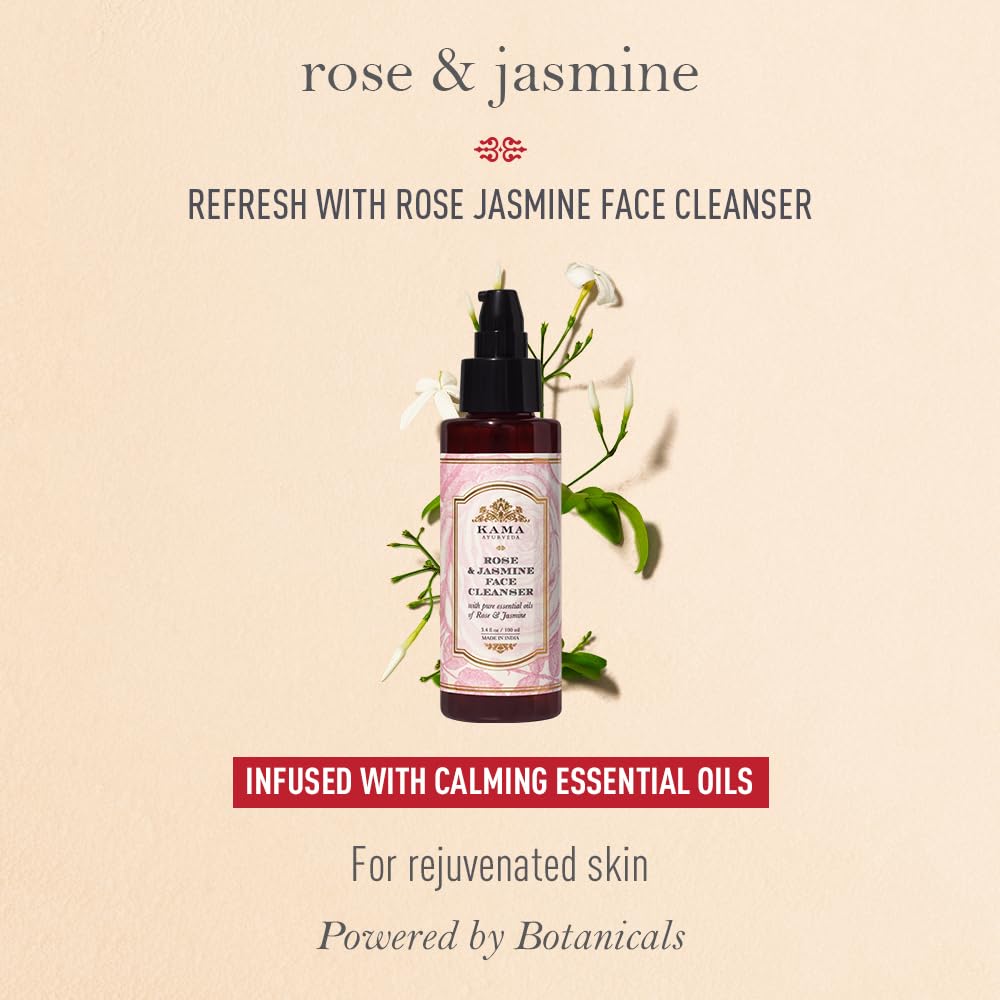 Kama Ayurveda Rose and Jasmine Face Cleanser with the Pure Essential Oils of Rose and Jasmine, 100ml