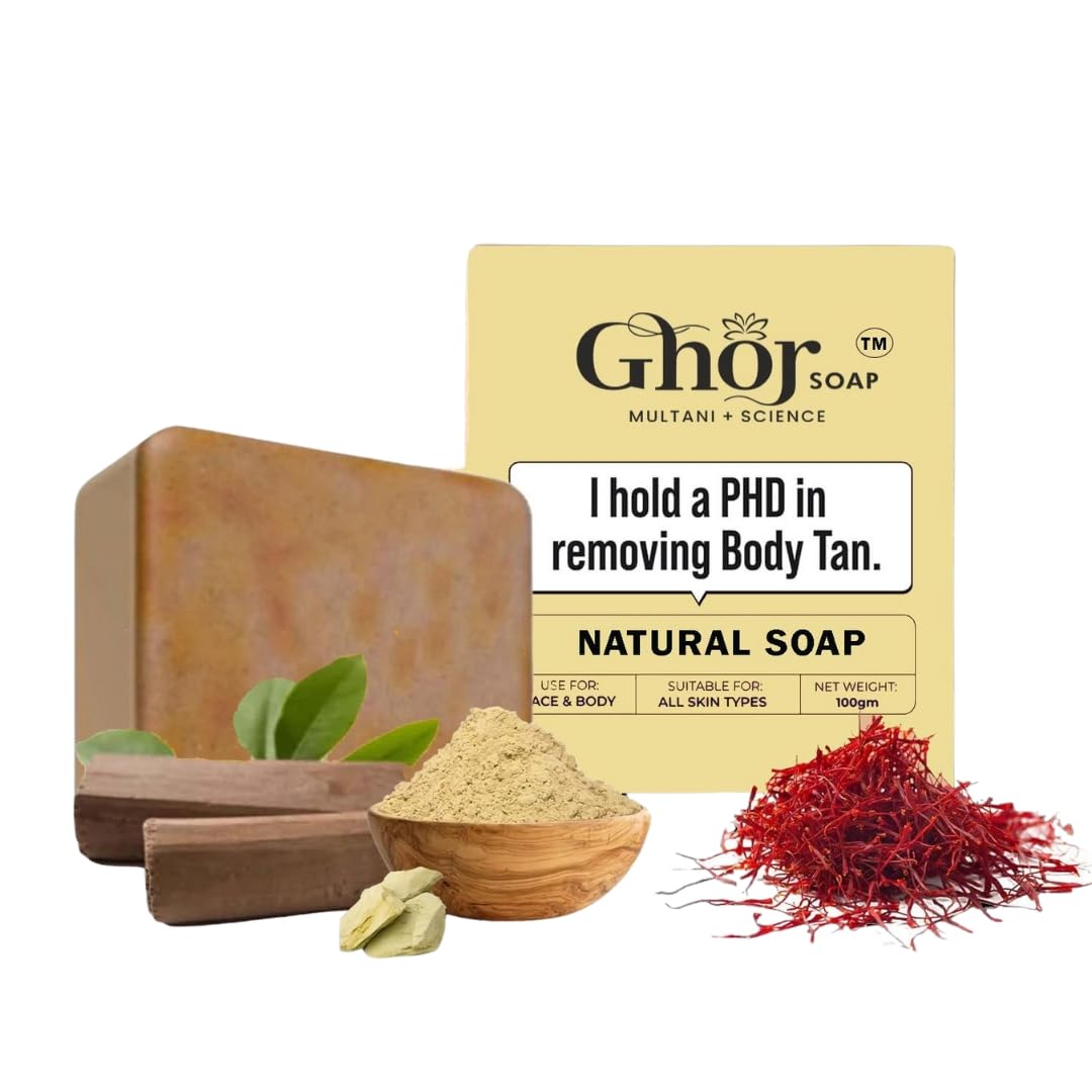 GHOR SOAP Natural Skin Brightening Soap Magic Soaps For Bath, Paraben Free, Chandan & Kesar Bath Soap, Handmade Soaps For Glowing II Face and Body, All Skin Types 100g (Pack of 1, Multani)