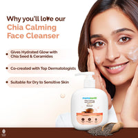 Mamaearth Chia Calming Face Cleanser with Chia Seed & Ceramides for Dry & Sensitive Skin - 180 ml | Gives Hydrated Glow | Co-created with Top Dermats | Non-foaming | Cleanses Gently | Healthy Skin Barrier