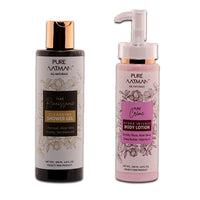 PURE AATMAN Cleansing Shower Gel With Charcoal | Moisturizing, Refreshing,Hydrating | and Body Lotion with Aloe vera Shea butter Vitamin E | dry skin