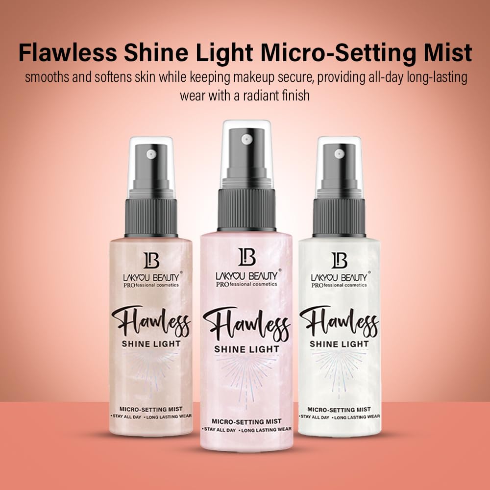 Lakyou Beauty Flawless Shine Light Micro Setting Mist 100ml | Smooths | Hydrates | Locks Makeup All Day