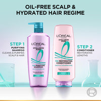 L'OREAL PARIS Unscented Hyaluron Pure 72H Rehydrating Conditioner for All Hair Types For Smooth Tangle-Free Hair, 340 Millilitres