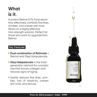 Minimalist Retinal 0.1% Face Serum | Reduces Fine Lines & Wrinkles | Enriched with Bakuchiol & Squalane | Anti-Aging & Hydrating Formula | For All Skin Types | 20 ml