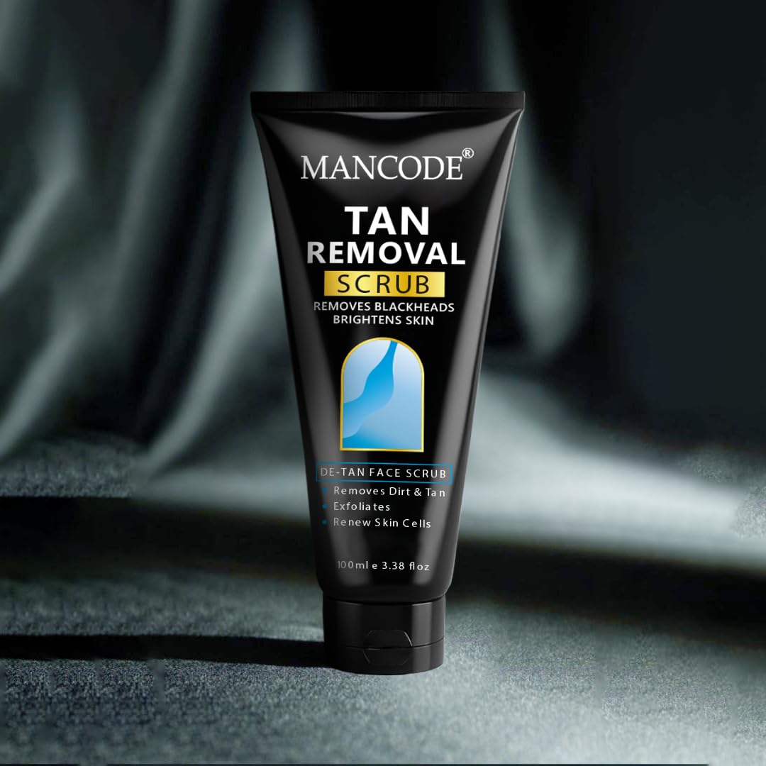 MANCODE DeTan Scrub – Tan Removes Blackheads | Brightens Skin | De-Tan Face Scrub | Exfoliates & Renews Skin Cells- 100ml