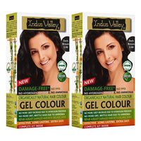 INDUS VALLEY Damage Free Natural Gel Hair Colour for Women | Ammonia & PPD Free Organic Hair Colour with 100% Grey Coverage, Long Lasting Hair Color Trial Pack | Dark Brown (Pack of 2)
