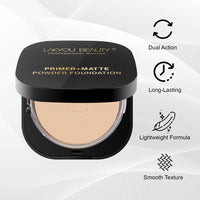 Lakyou Beauty Primer + Matte Compact Powder Foundation 15g, Shade-03(Natural Beige) | All-in-One Primer & Foundation | Lightweight Matte Finish | Long-Lasting | Oil-Control