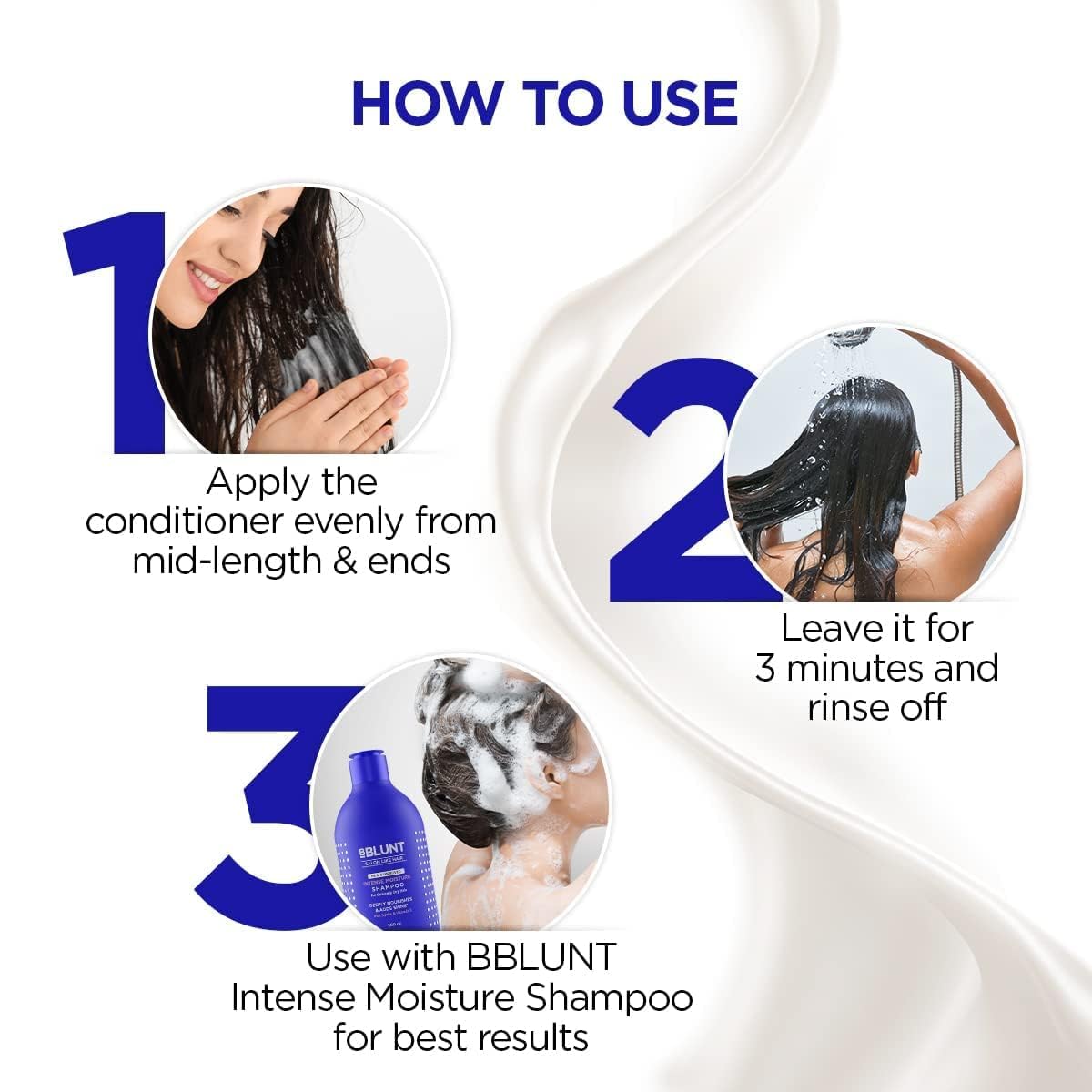 BBLUNT Intense Moisture Natural Hair Shampoo and Conditioner Combo for Women & Men's Dry Hair for Daily Use (300ml + 250g)
