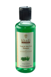 Khadi Shuddha Neem & Aloe vera Shampoo 210 ML - Anti Dandruff & Anti Hair Fall (SLS, SLES & PARABEN FREE), green, 210 ml