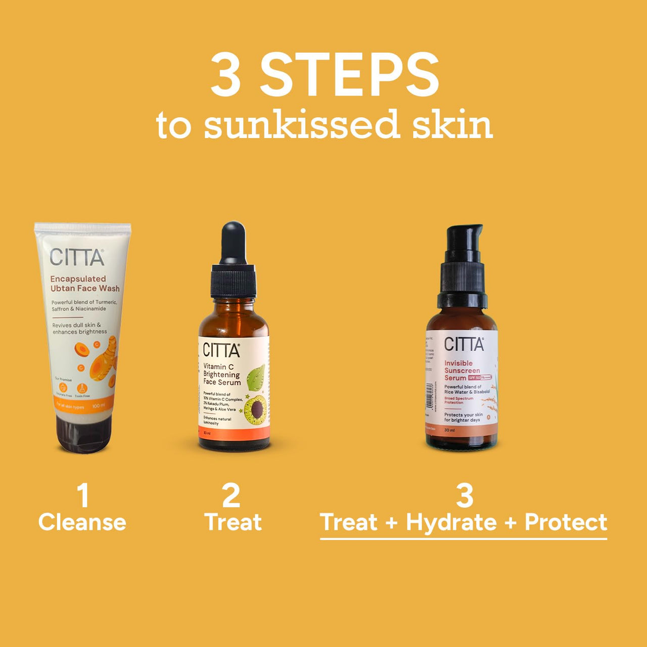 CITTA Invisible Sunscreen Serum SPF 50 PA++++ For Women & Men | No White Cast For All Skin Types | Rice Water & Bisabolol Sunscreen Serum | Hydrating & Non-Greasy | 30 ml