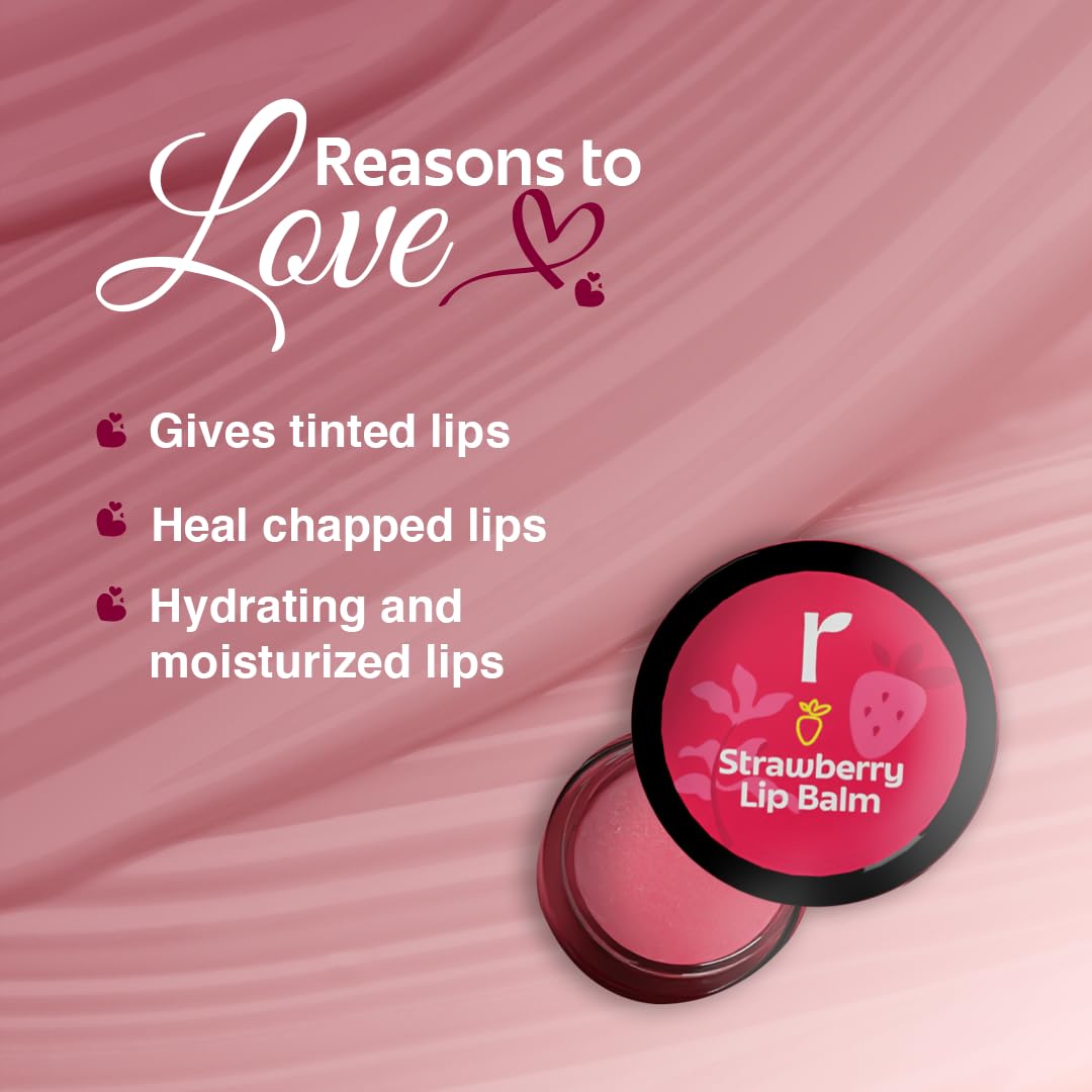 Rivona Naturals Strawberry Lip Balm | Avocado Butter + Kokum Butter | Moisturizing and Plumping | For Men & Women | 8 gm