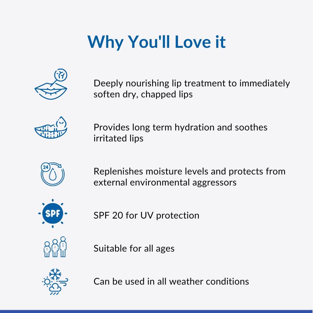 Cerulean SPF 20 Lip Balm for Dry and Chapped Lips with UV Protection | For Smooth Soft Lips | Lip Care With Camphor & Cocoa Butter | Repairs Damaged Lip Barrier | SPF 20 for Sun Damage and Discoloration | For Women & Men | Paraben & Fragrance-Free | 15gm