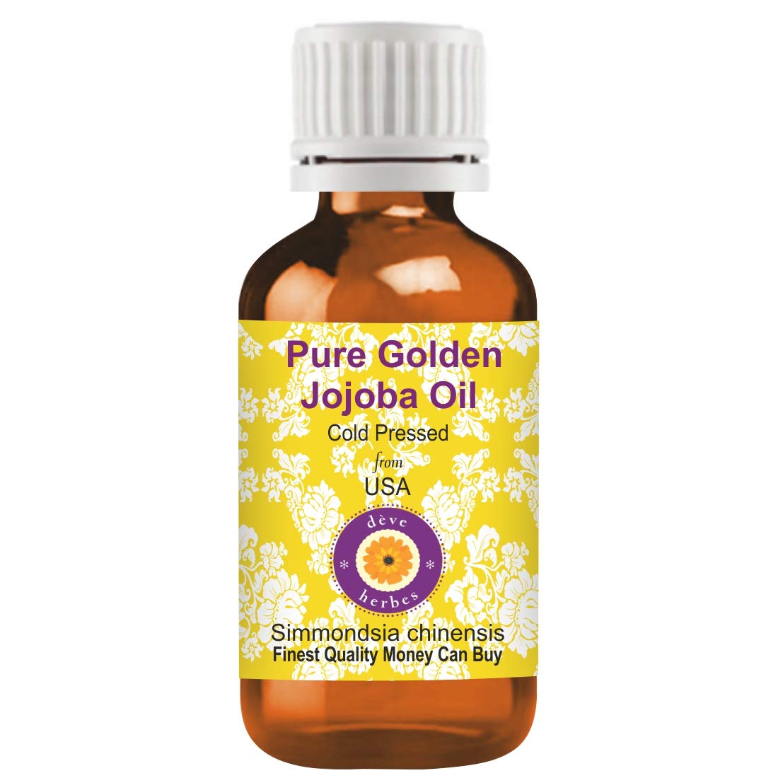 Deve Herbes Pure Golden Jojoba Oil (Simmondsia chinensis) Natural Therapeutic Grade Cold Pressed 15ml