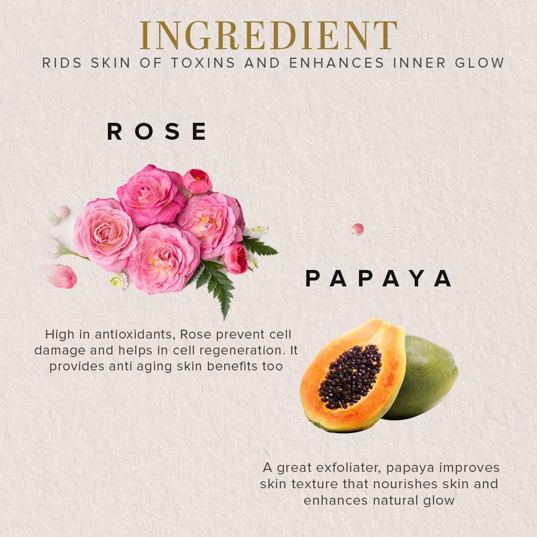 Khadi Natural Rose & Papaya Face Scrub | Softens & Nourishes for Supple Skin| Removes Blackheads| Exfoliates Dead Skin Cells| Suitable for All Skin Types| Pack of 2(50 * 2, 100 g)