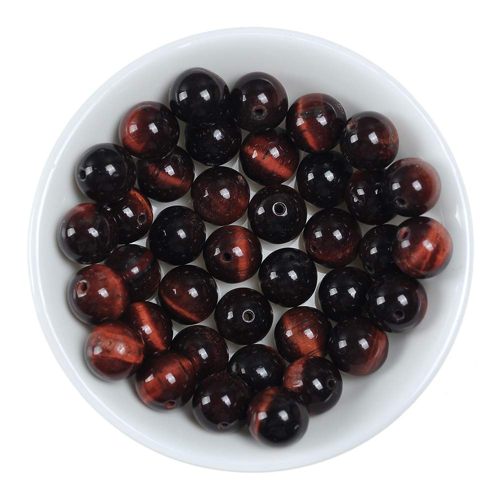Natural Stone Beads 10mm Red Tiger Eye Gemstone Round Loose Beads Crystal Energy Stone Healing Power for Jewelry Making DIY,1 Strand 15"