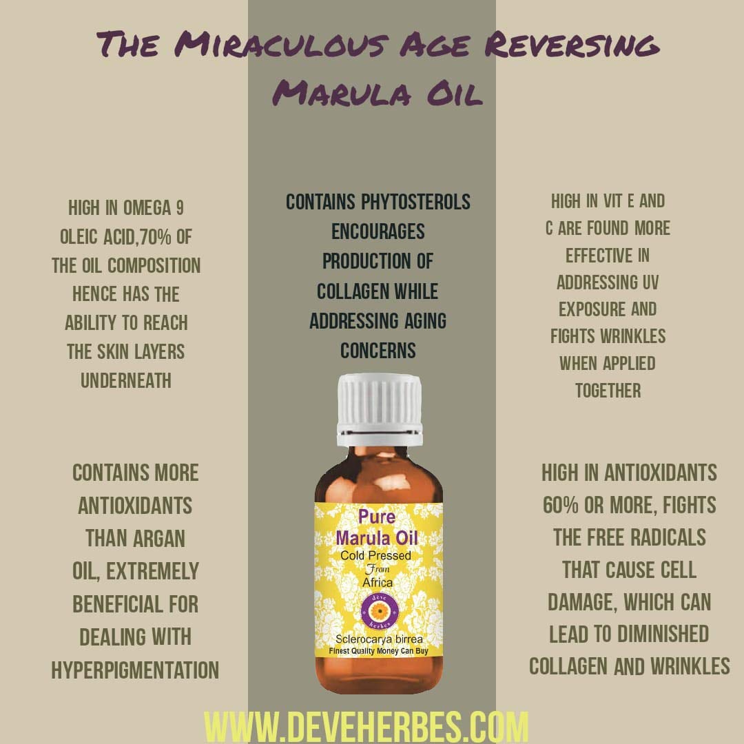 Deve Herbes Pure Marula Oil (Sclerocarya birrea) with Glass Dropper Natural Therapeutic Grade Cold Pressed 10ml