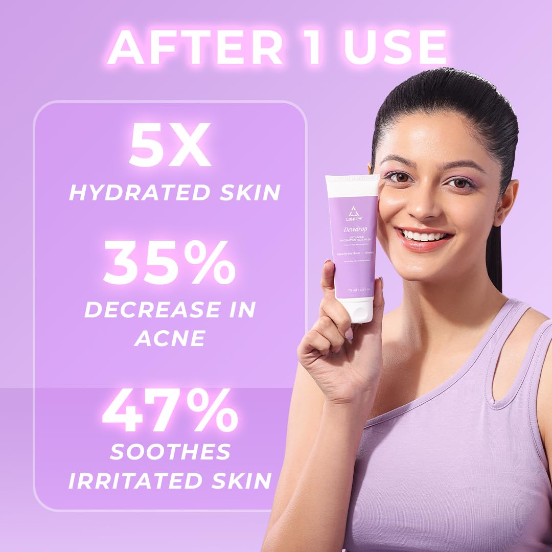 Light Up Dewdrop Anti-Acne Hydrating Face wash | Face wash for oily, Acne Prone & Combination Skin | Enriched with Niacinamide & Butterfly Pea Flower | Gentle Cleanse Skin from dirt & Oil - 75ml