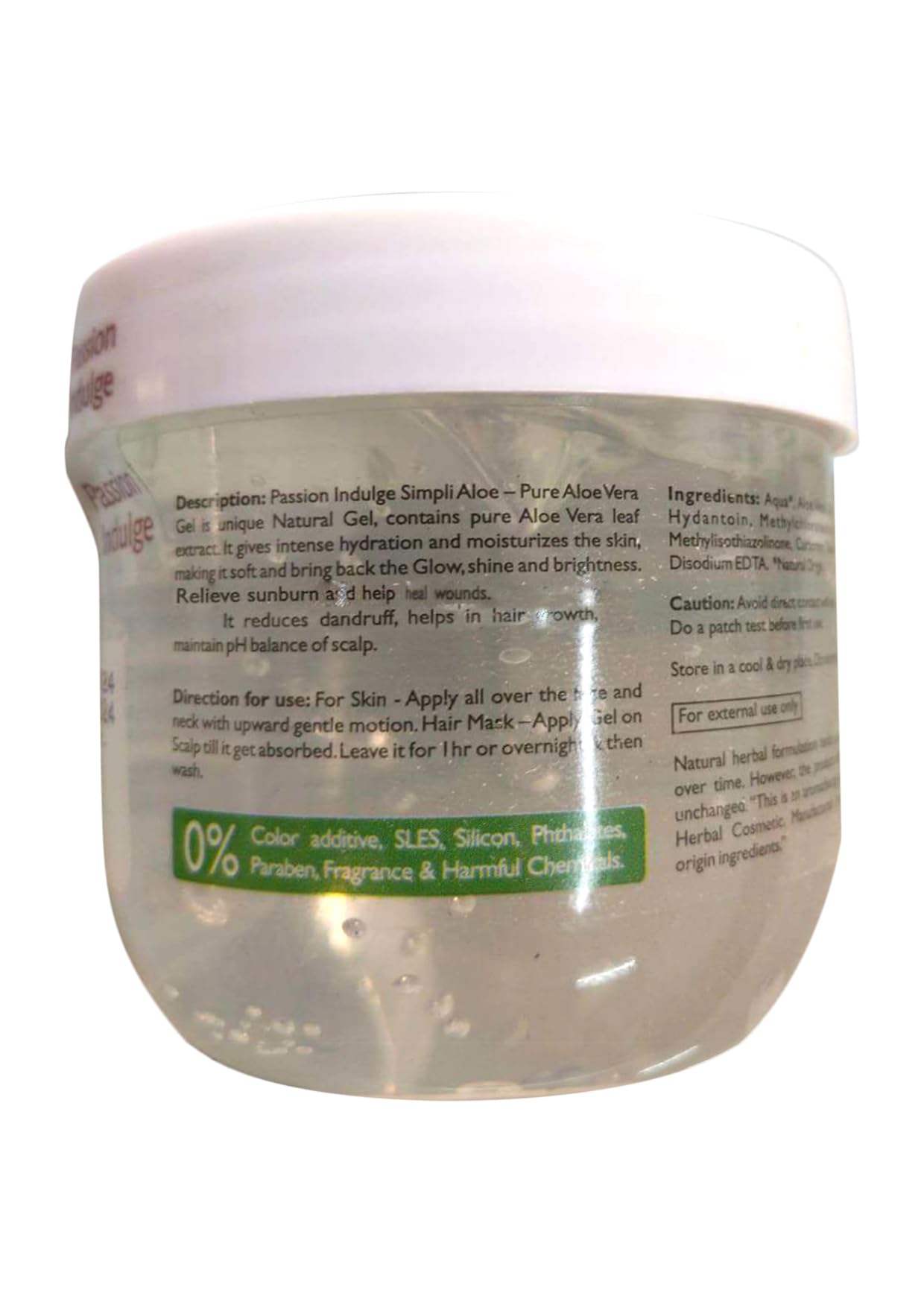 Passion Indulge Pure Aloe Vera Gel for Face, Hair & Skin | Simpli Gel for Soothing & Hydrating Gel for Acne, Sunburn & Dry Skin | Natural Moisturizer for All Skin Types - 200 ml