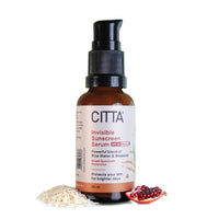 CITTA Invisible Sunscreen Serum SPF 50 PA++++ For Women & Men | No White Cast For All Skin Types | Rice Water & Bisabolol Sunscreen Serum | Hydrating & Non-Greasy | 30 ml