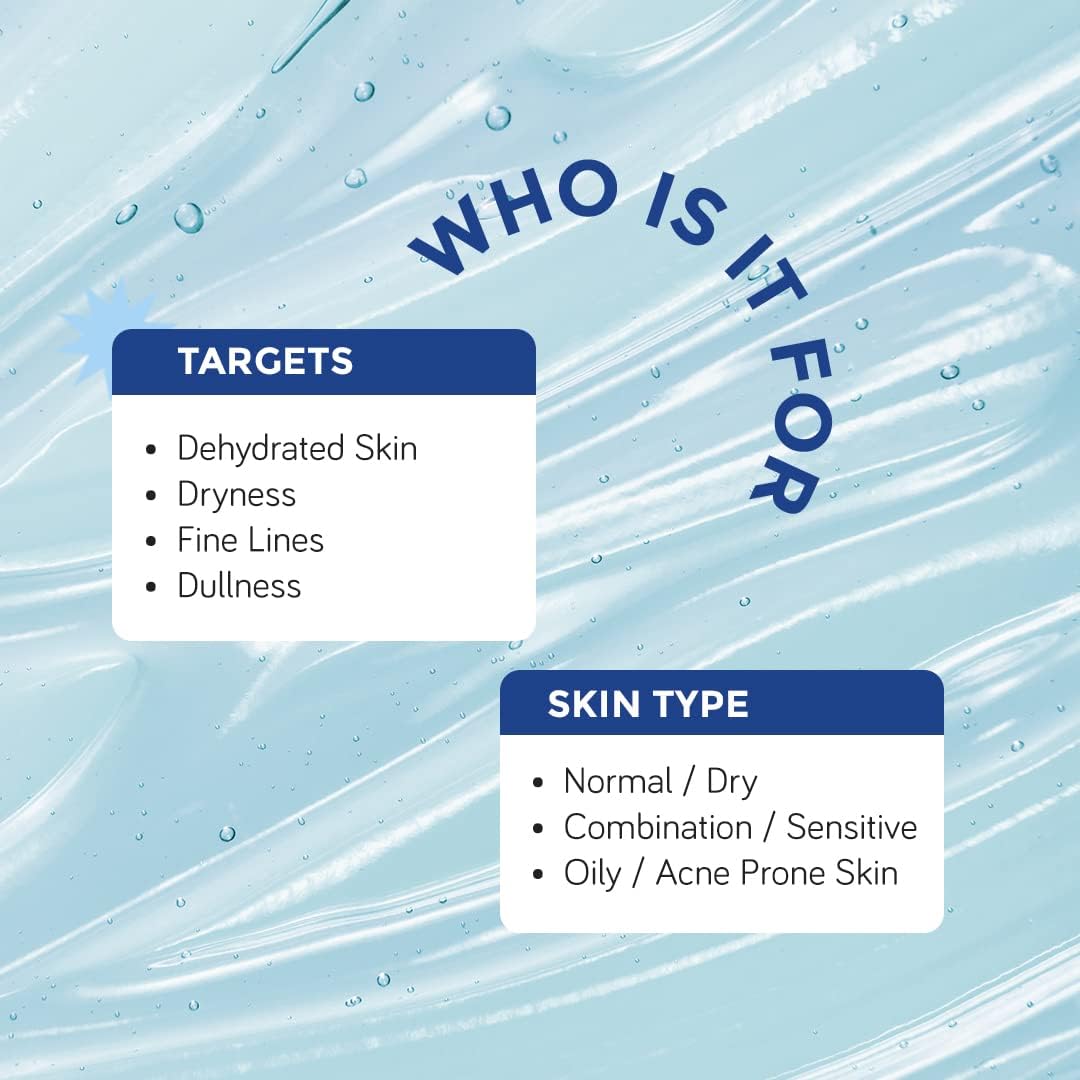 Moody 7D Hydro Burst Oil-Free Water Gel Face Moisturizer with Hyaluronic Acid, Ceramides & Peptides for 100HR Hydration | Skin Barrier Repair Cream For All Skin Types | Men & Women, 10ml