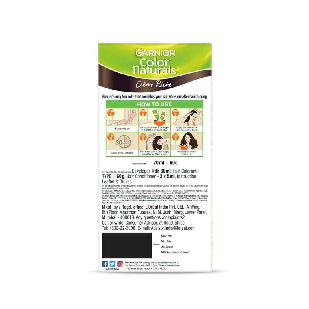 Garnier Color Naturals Crème hair color, Shade 4 Brown, 70ml + 60g