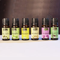 INDUS VALLEY 100% Pure Essential Oils Gift Pack - Peppermint oil,Lemongrass oil, Rosemary oil,Lavender oil,Eucalyptus oil,Tea Tree oil - 10ml * 6=60ml (Pack of 6)