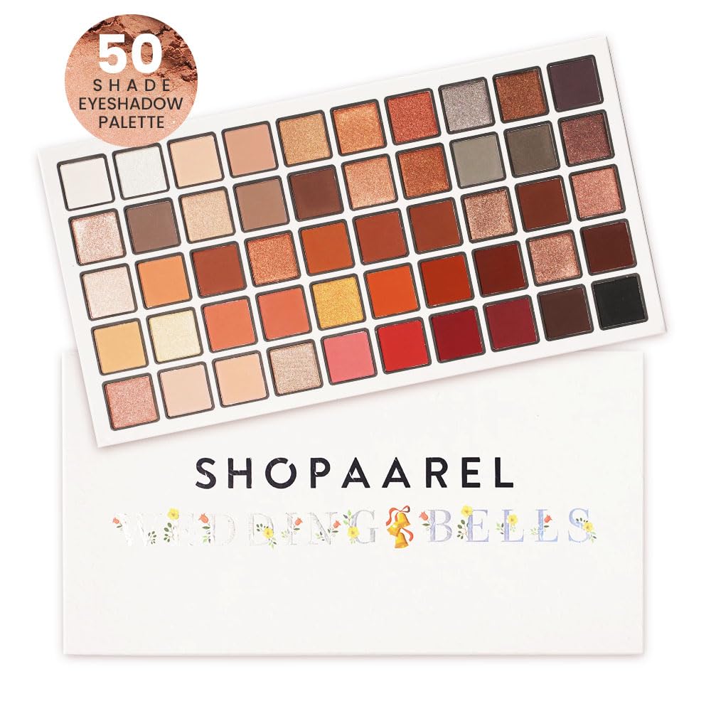 SHOPAAREL Wedding Bell 50 Color Eyeshadow Palette Highly Pigmented Blendable Long Lasting Matte And Shimmer Shade For Party For Women Girls, Multicolor