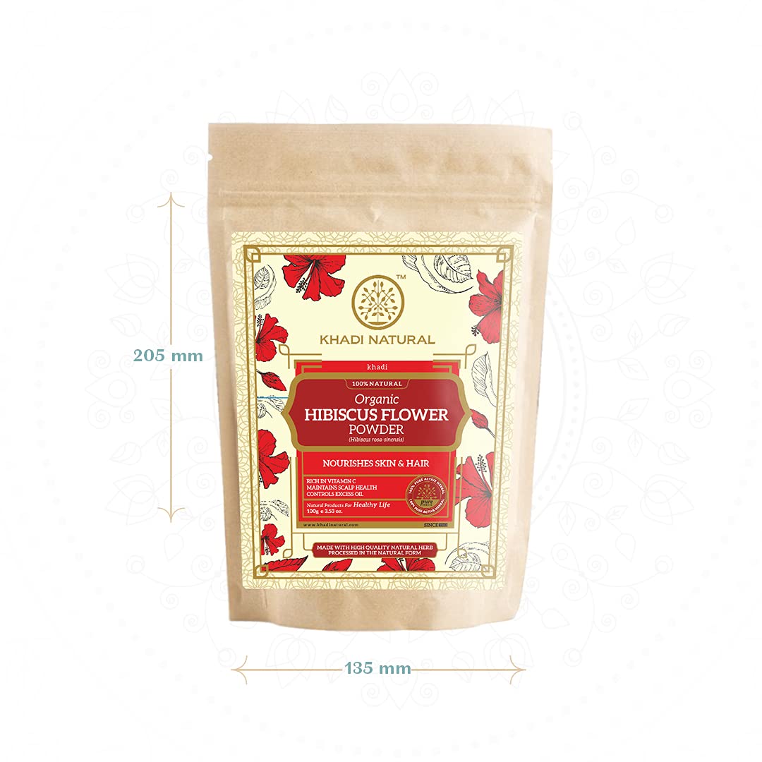 KHADI NATURAL Hibiscus Flower Organic Powder Pack of 2 (2x100gm) 200gm