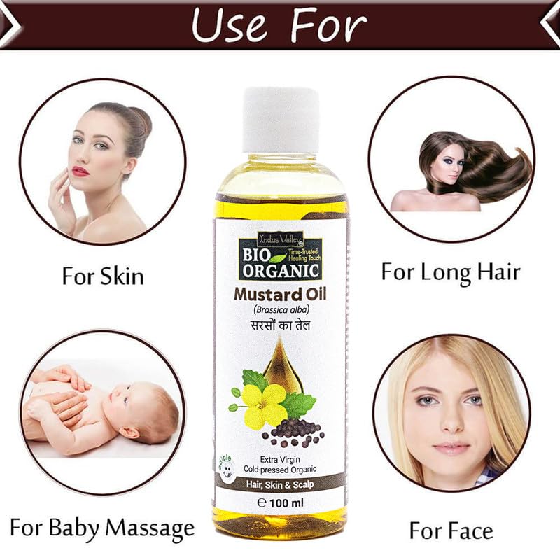 INDUS VALLEY 100% Natural Cold Pressed (Mustard Carrier Oil (100ml))