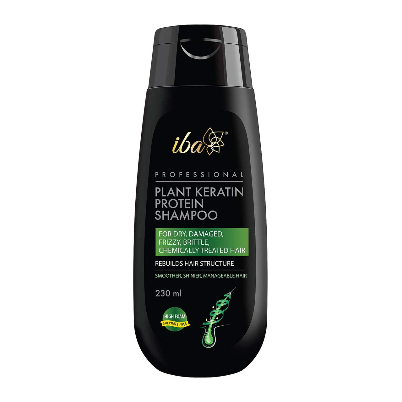 Iba Professional Plant Keratin Protein Shampoo for Hair Smoothening, Hydrates, Moisturizes, Damage Repair, Dry & Frizzy Hair | Free of Sulfate & Paraben | Shampoo for Women | 230 ml