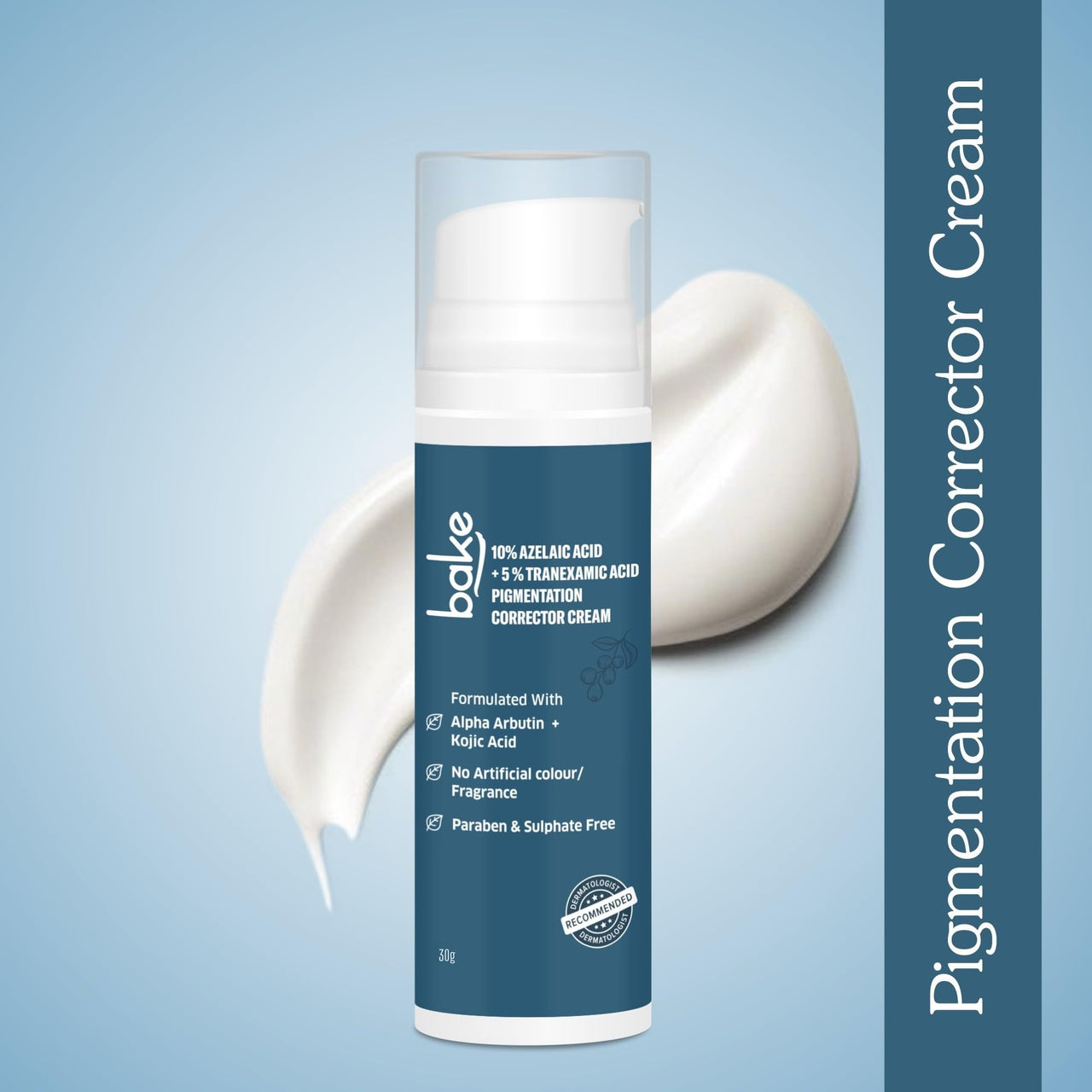 BAKE 10% Azelaic Acid + 5% Tranexamic Acid Pigmentation Corrector Cream for Dark Spots, Pigmentation & Tan Removal | Fades Acne Marks & Scars | For All Skin Types | For Men & Women | 30g
