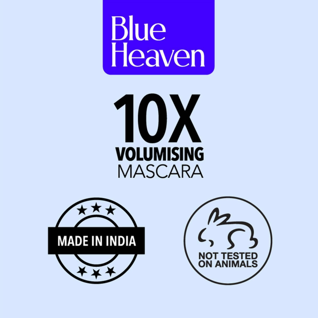 Blue Heaven 10X Volumising Mascara | Waterproof & Smudge Proof | Light Weight Formula | Long Lasting Mascara for Women | Stays Upto 12 Hrs | 8ml