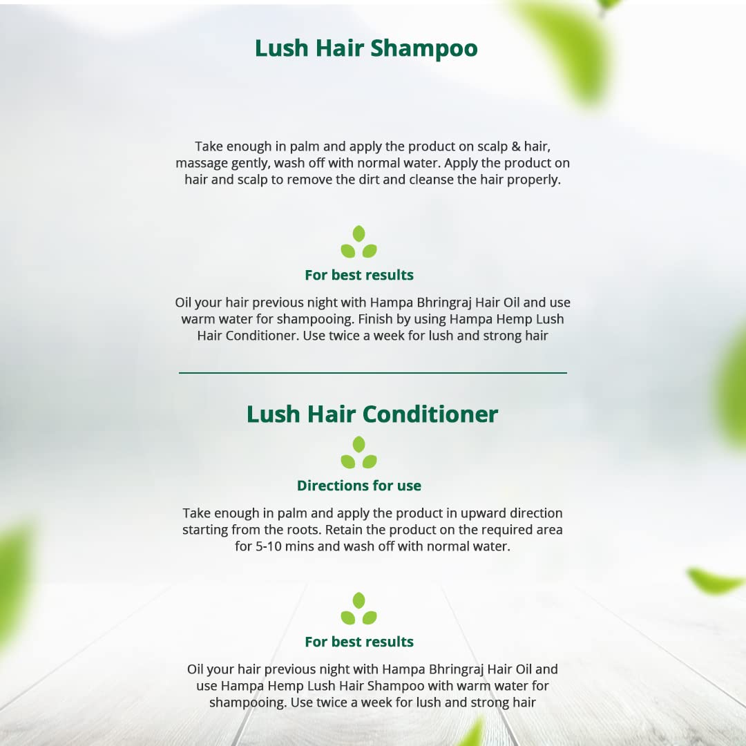 Hampa Hemp Nutraelixir Shampoo 200ml + Hampa Hemp Conditioner 200ml | Sulphate, paraben and silicon free shampoo and conditioner