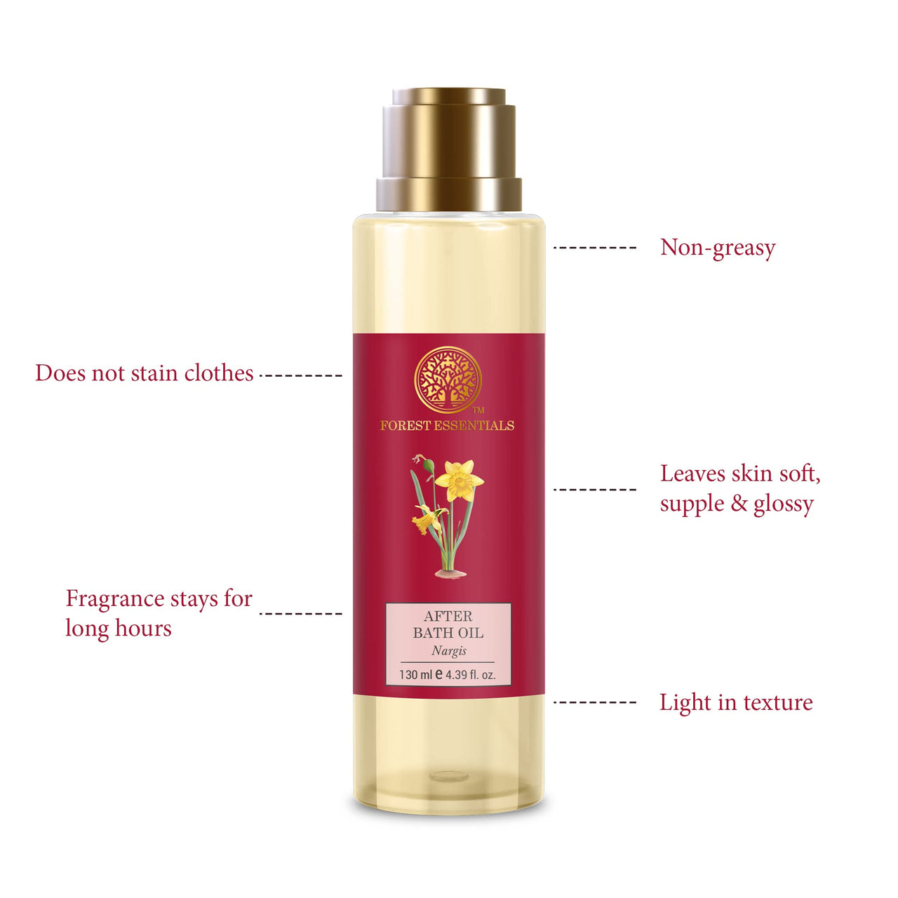 Forest Essentials After Bath Oil Nargis | Ayurvedic Scented Natural After Shower Oil | For Nourished & Moisturised Skin