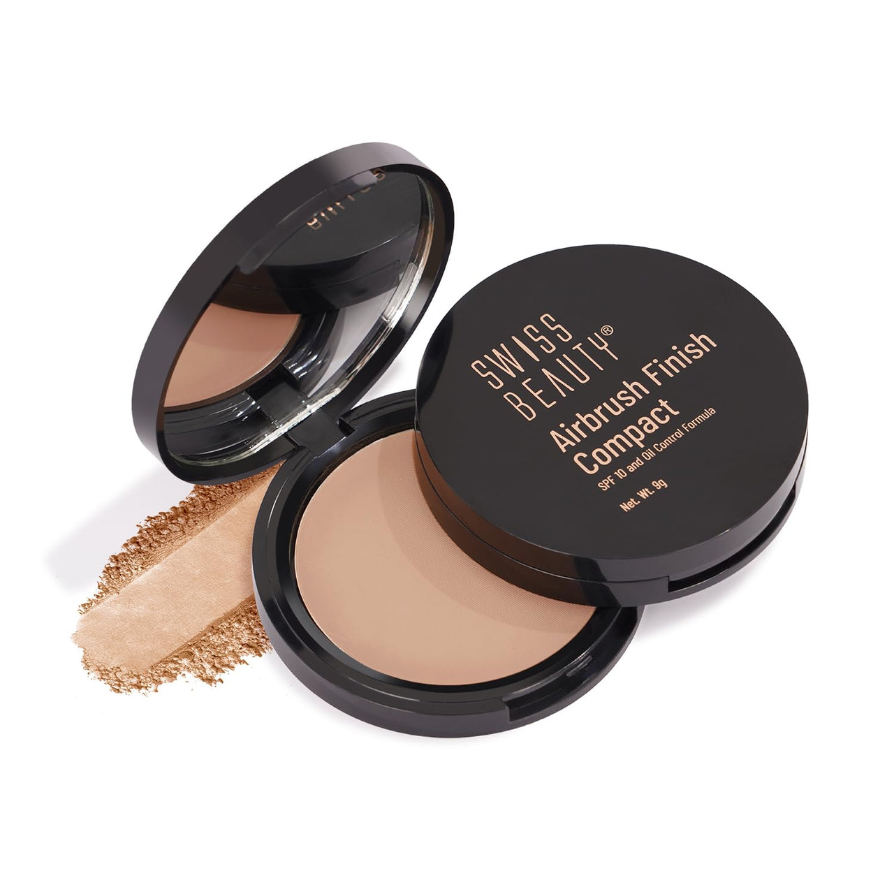 SWISS BEAUTY Airbrush Finish Compact For All Skin Types With Spf 10 | 16 Hours Of Oil-Control |Matte Finish | Shade- 06 Hazel, 9g